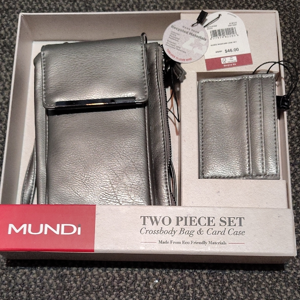 Mundi Silver Crossbody Bag & Card Case Set